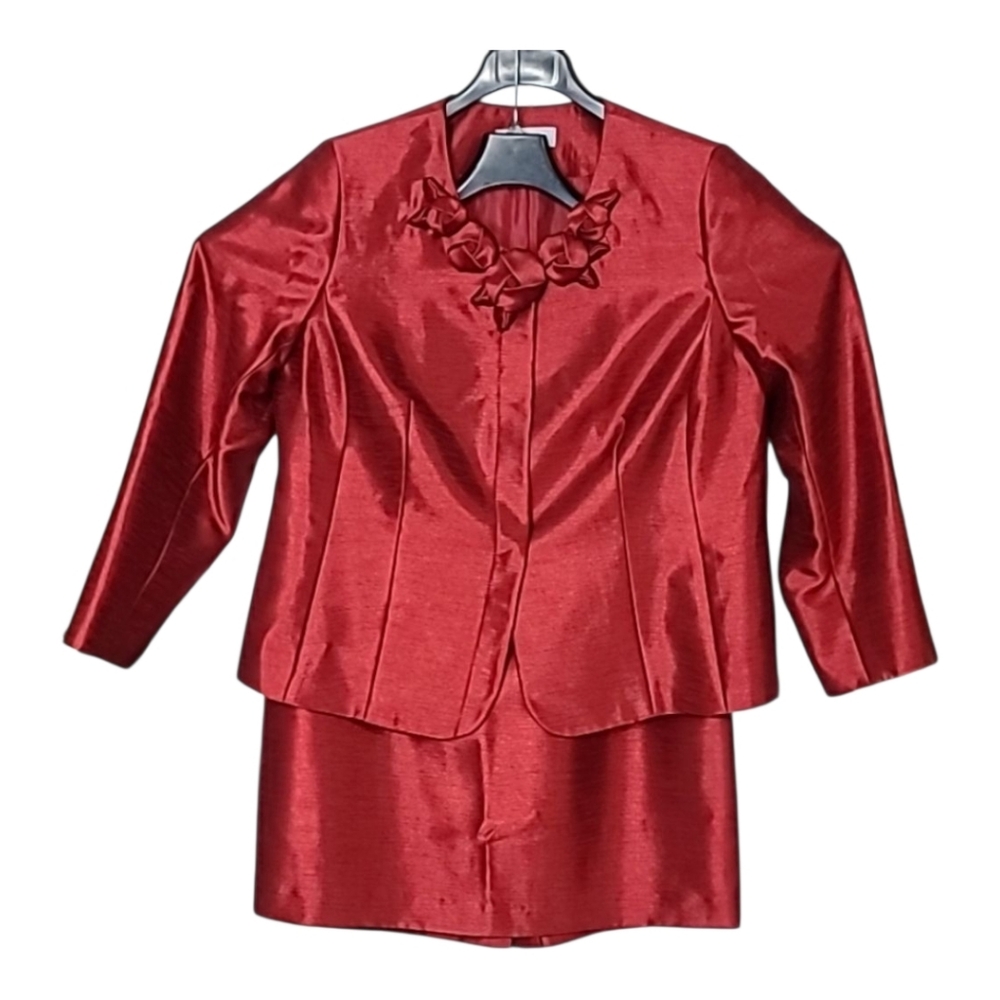 KASPER Women’s Two-Piece Suit – Size 14W ✨ Regal Red | Elegant 2PC Set ✨